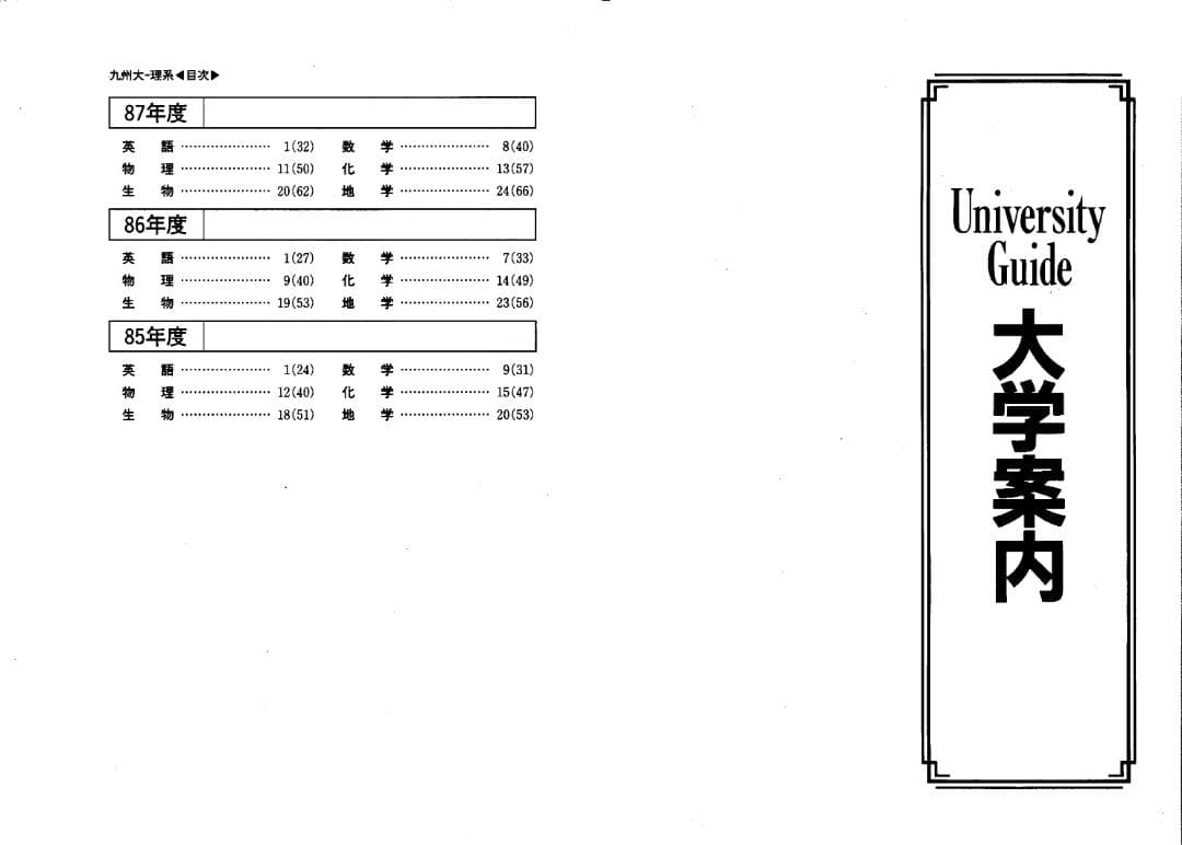 '93 九州大学 理系 最近8ヵ年