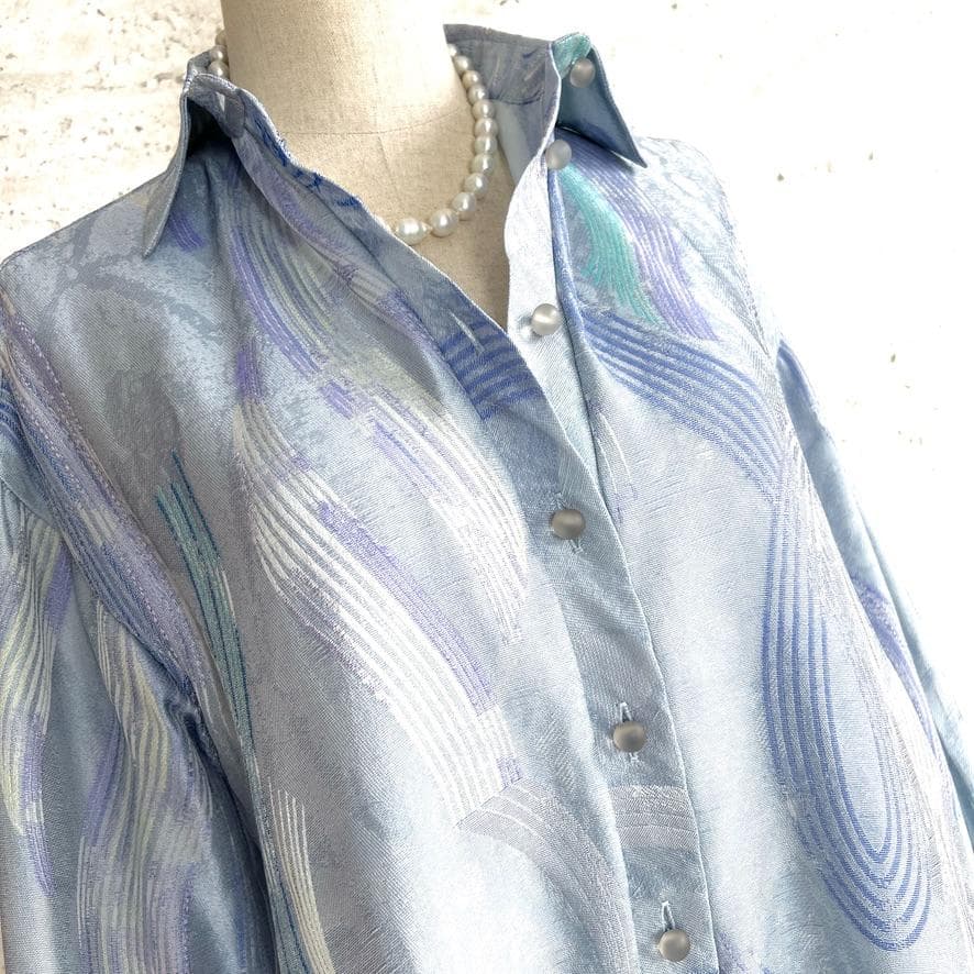 美品★GIORGIO ARMANI★総刺繍★裏地付★ロング★シャツ★ジャケット