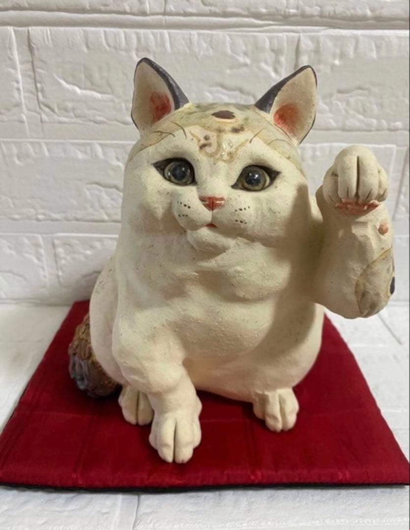 中古品【吉田猫の招き猫】陶都窯♡吉田一也様♡陶器製♡