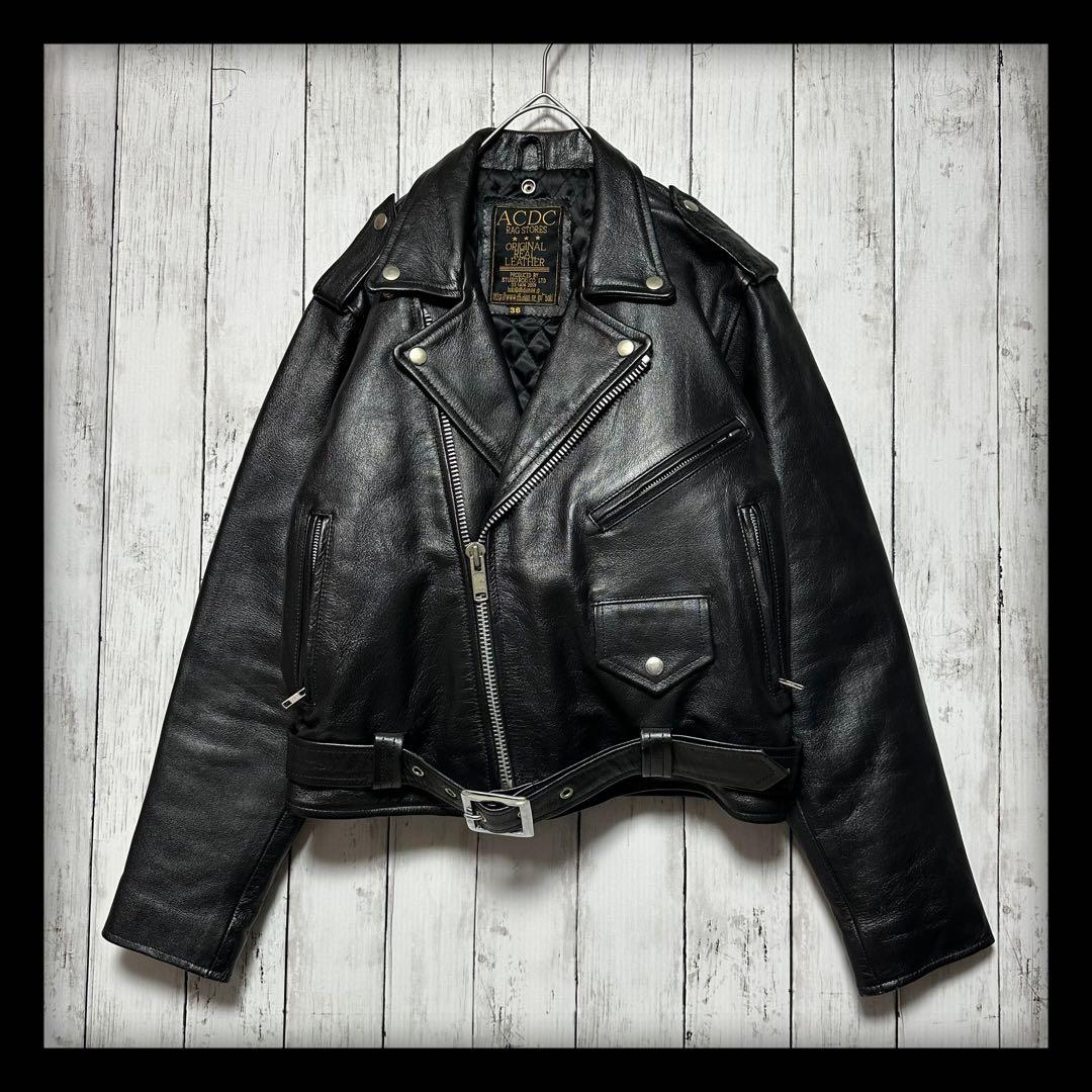 【美品☆ACDC RAG】本革☆ダブルライダース☆レザージャケット☆36ブラック