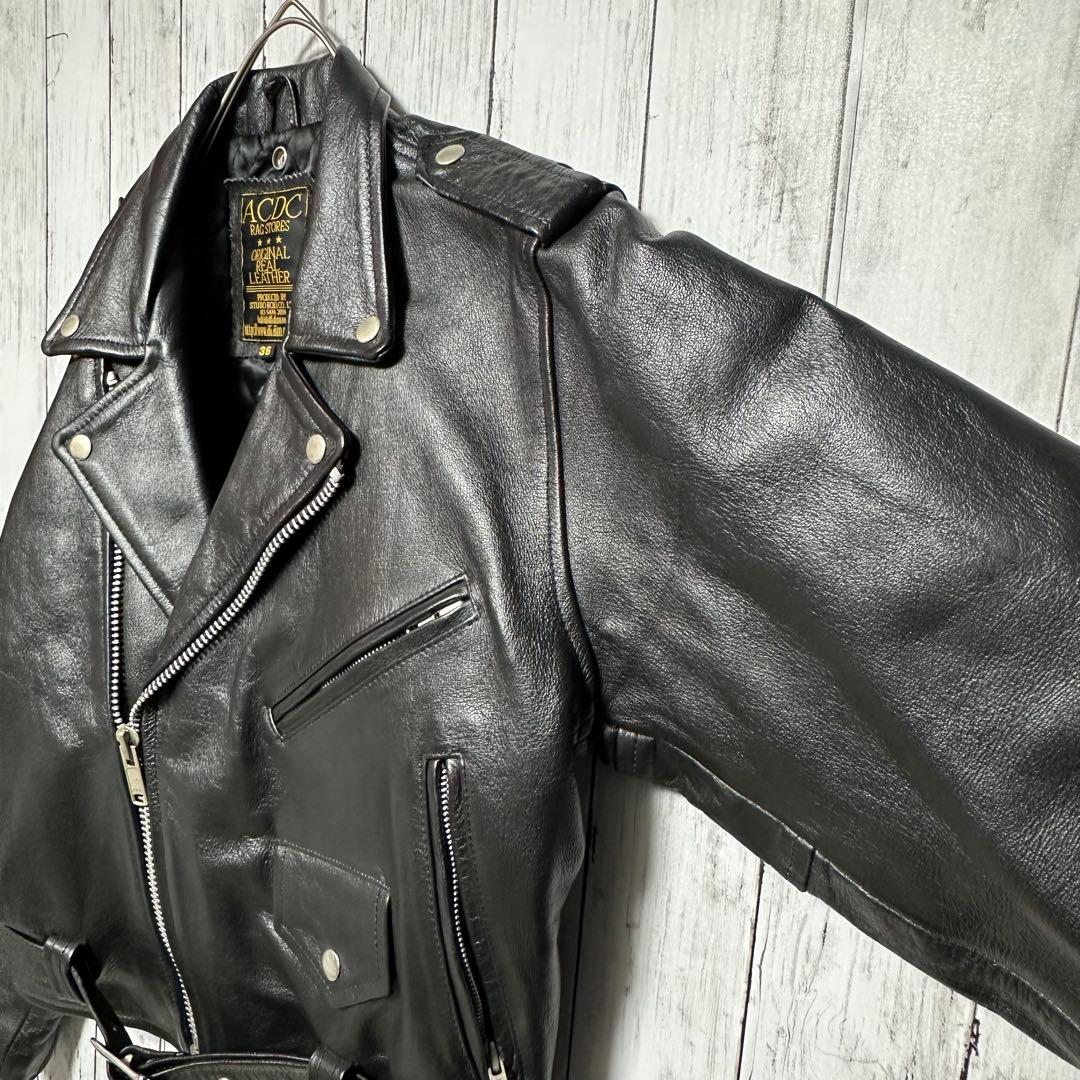 【美品☆ACDC RAG】本革☆ダブルライダース☆レザージャケット☆36ブラック