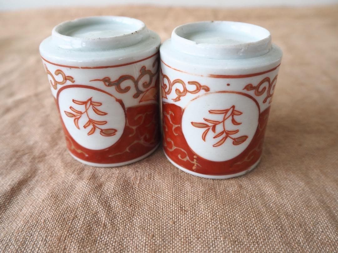 MoMa出品　時代 伊万里 赤絵金彩 オランダ唐草文 小猪口 8客