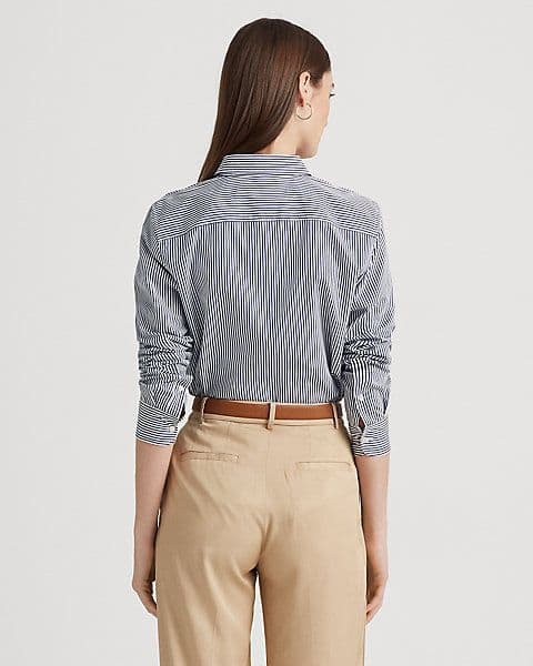 LAUREN RALPH LAUREN　ストライプドコットンブロードクロスシャツ