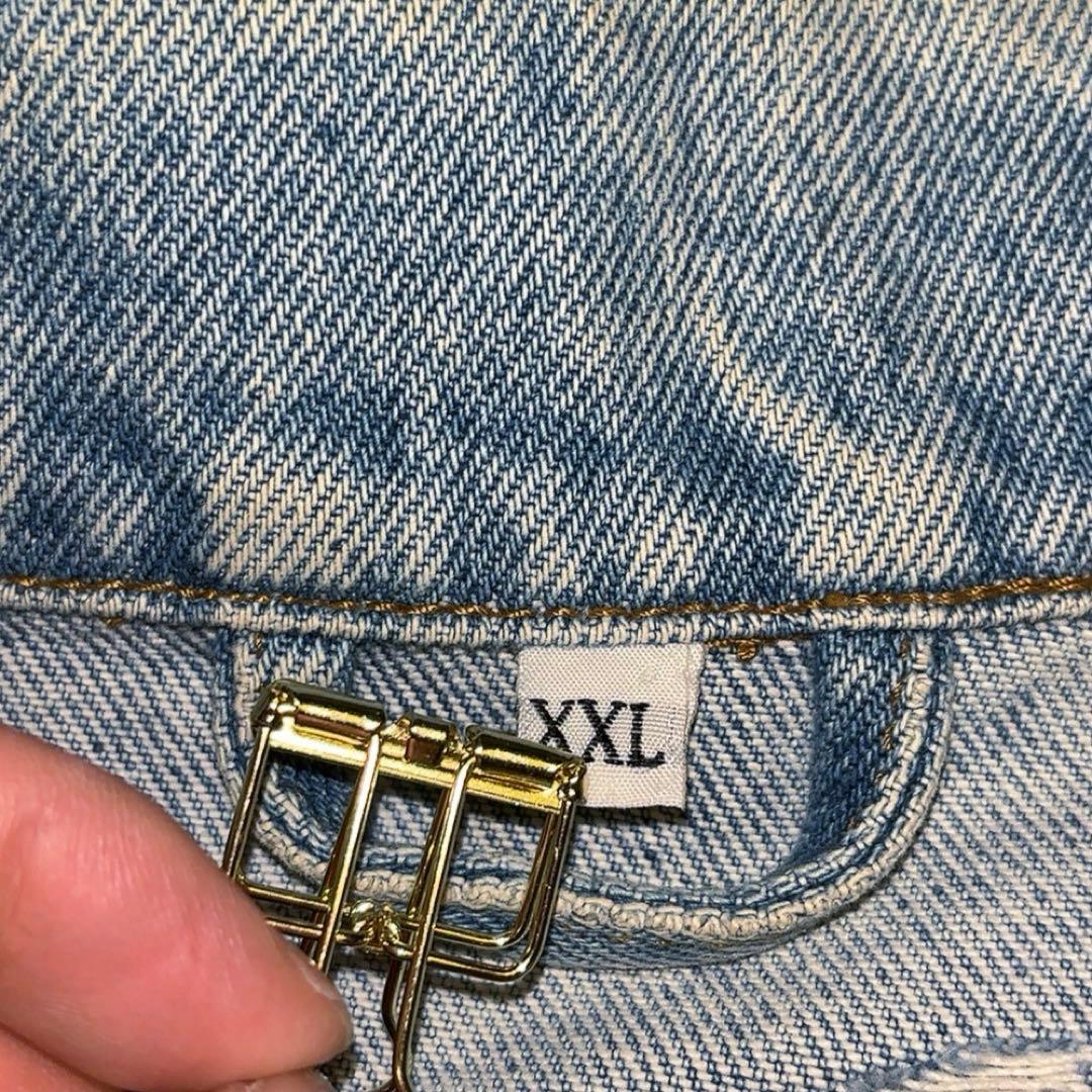 90s Y2K vintageスカル 炎 デニムジャケット ワッペン アメカジ