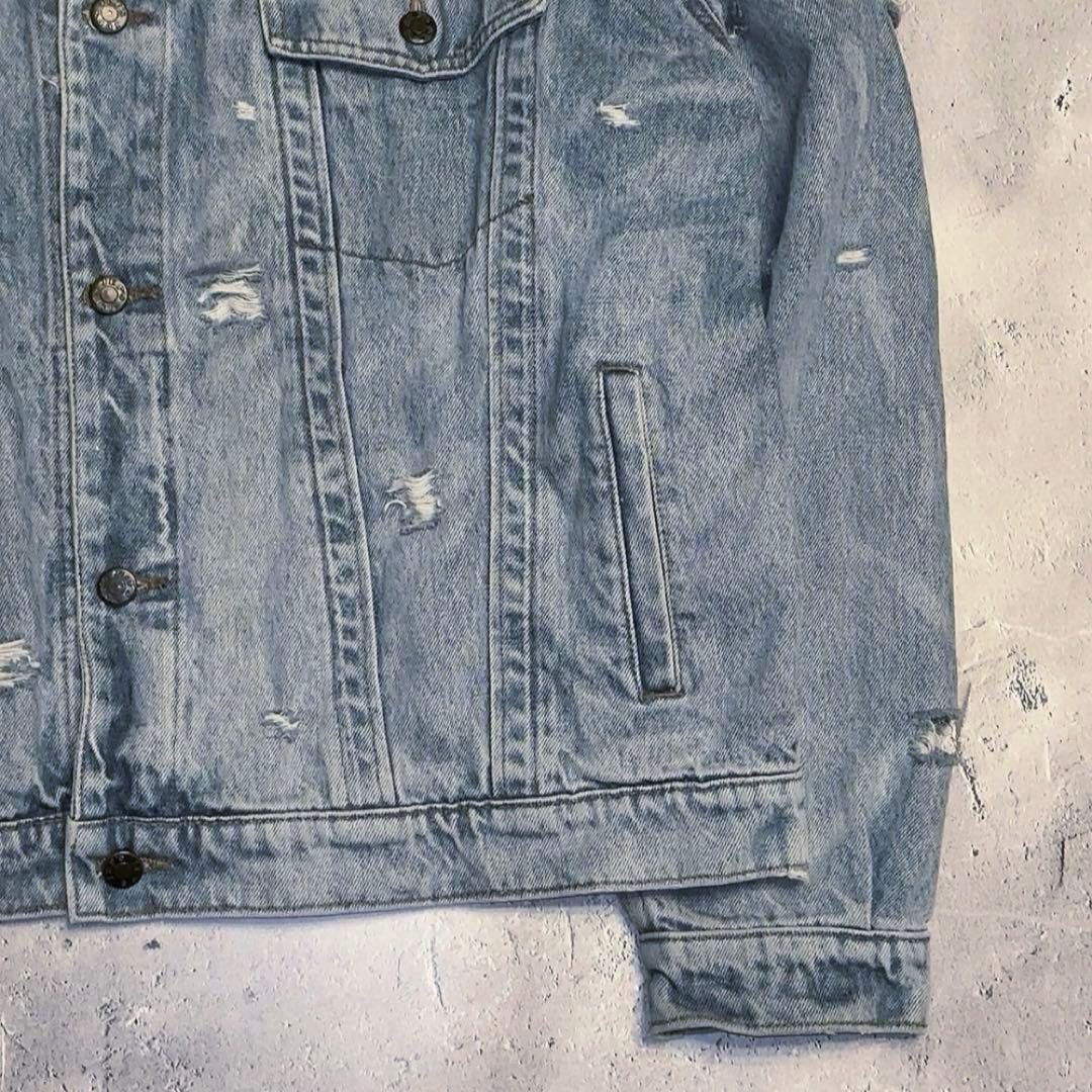 90s Y2K vintageスカル 炎 デニムジャケット ワッペン アメカジ
