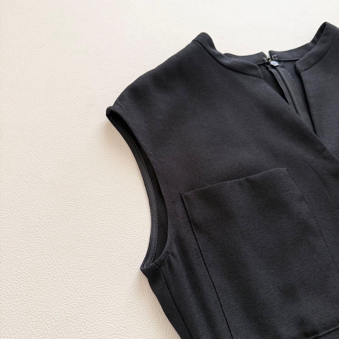 極美品 アナイ ロング丈 Aライン リネン調オックスポケット付き ワンピース