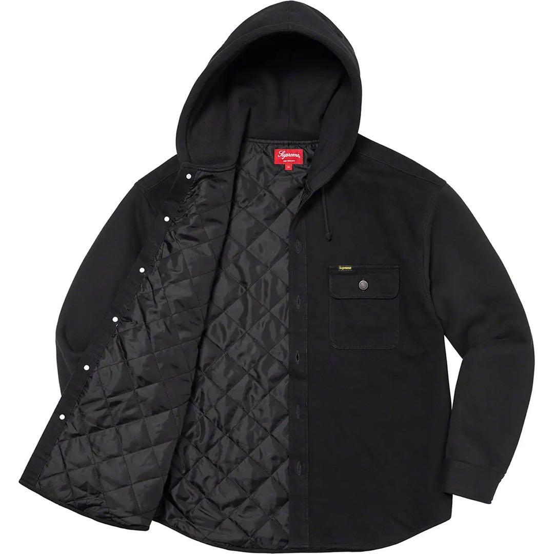 Supreme Fleece Hooded Denim Shirt ブラック L