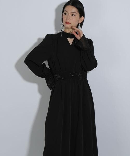【美品】HARE　シアーシシュウキリカエワンピース　ブラック　オケージョン