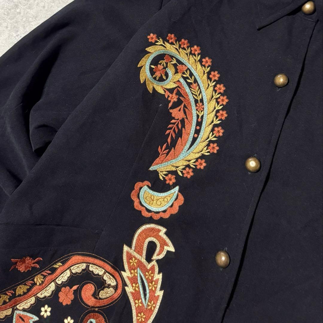 80s VINTAGE Indigo Moon 刺繍ブルゾン ジャケット 装飾