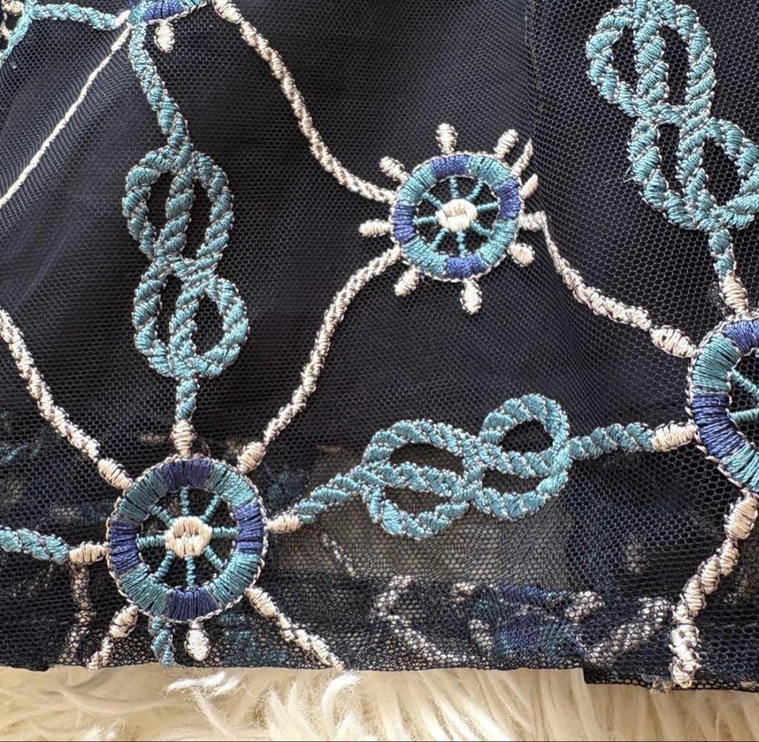 【未使用品】24年　マリン刺繍チュールワンピース　グレースコンチネンタル 36
