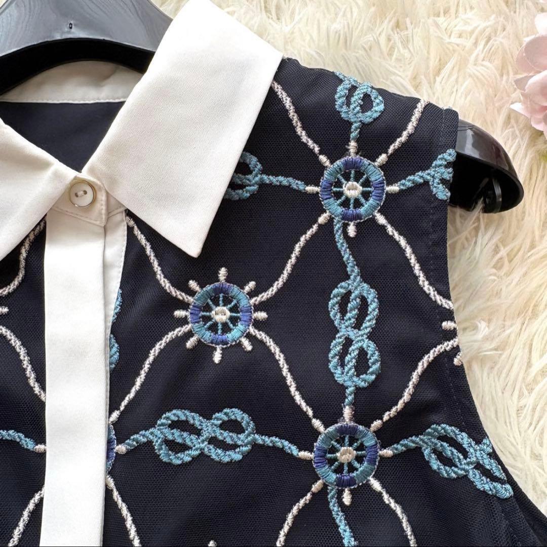 【未使用品】24年　マリン刺繍チュールワンピース　グレースコンチネンタル 36