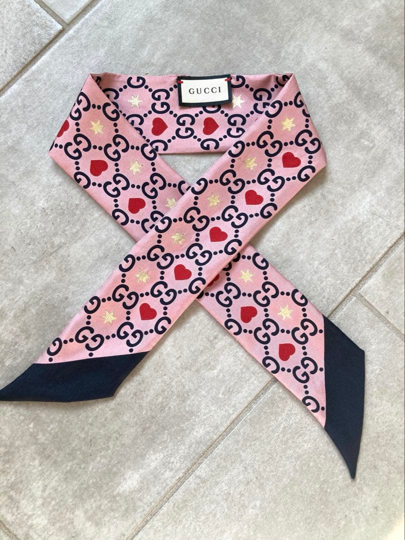 GUCCI グッチ GG シルク リボン スカーフ