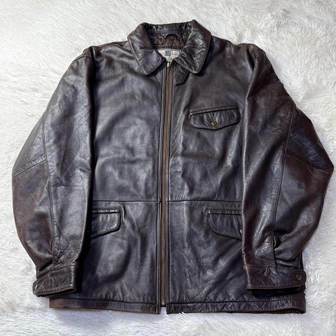 【90s】OLD GAP PREMIUM レザー カーコート ジャケット XL