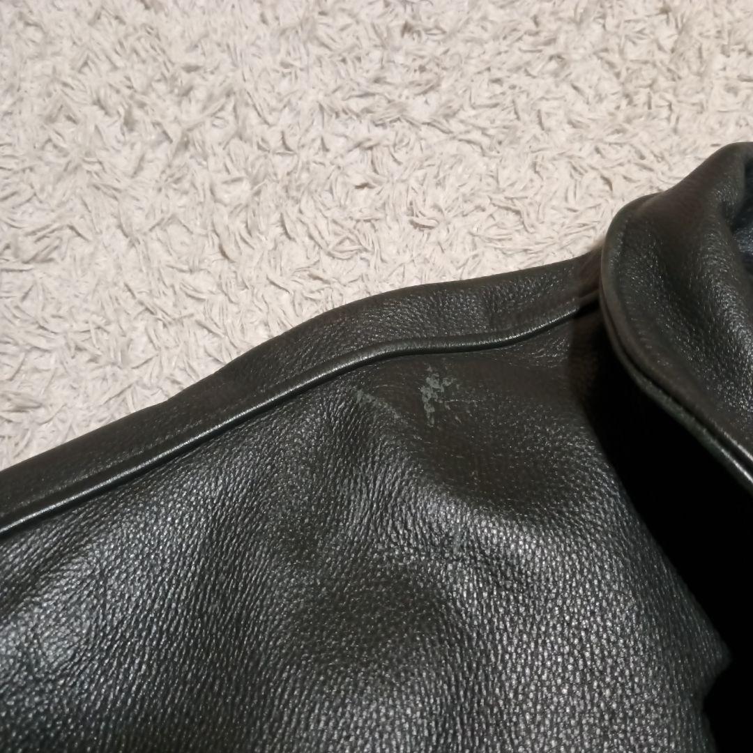 レザージャケット　ボンバー　XL　短丈　ブラック　ビッグサイズ