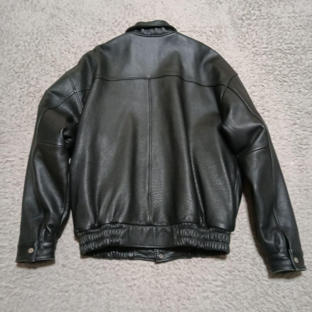 レザージャケット　ボンバー　XL　短丈　ブラック　ビッグサイズ