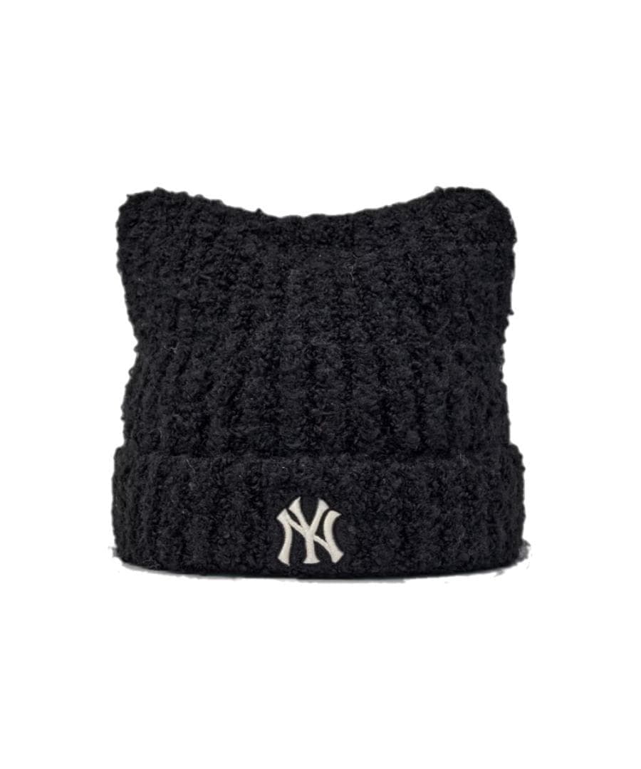 MLB KOREA カリナ着用 韓国公式ショップ購入 猫耳 ビーニー 黒ブラック