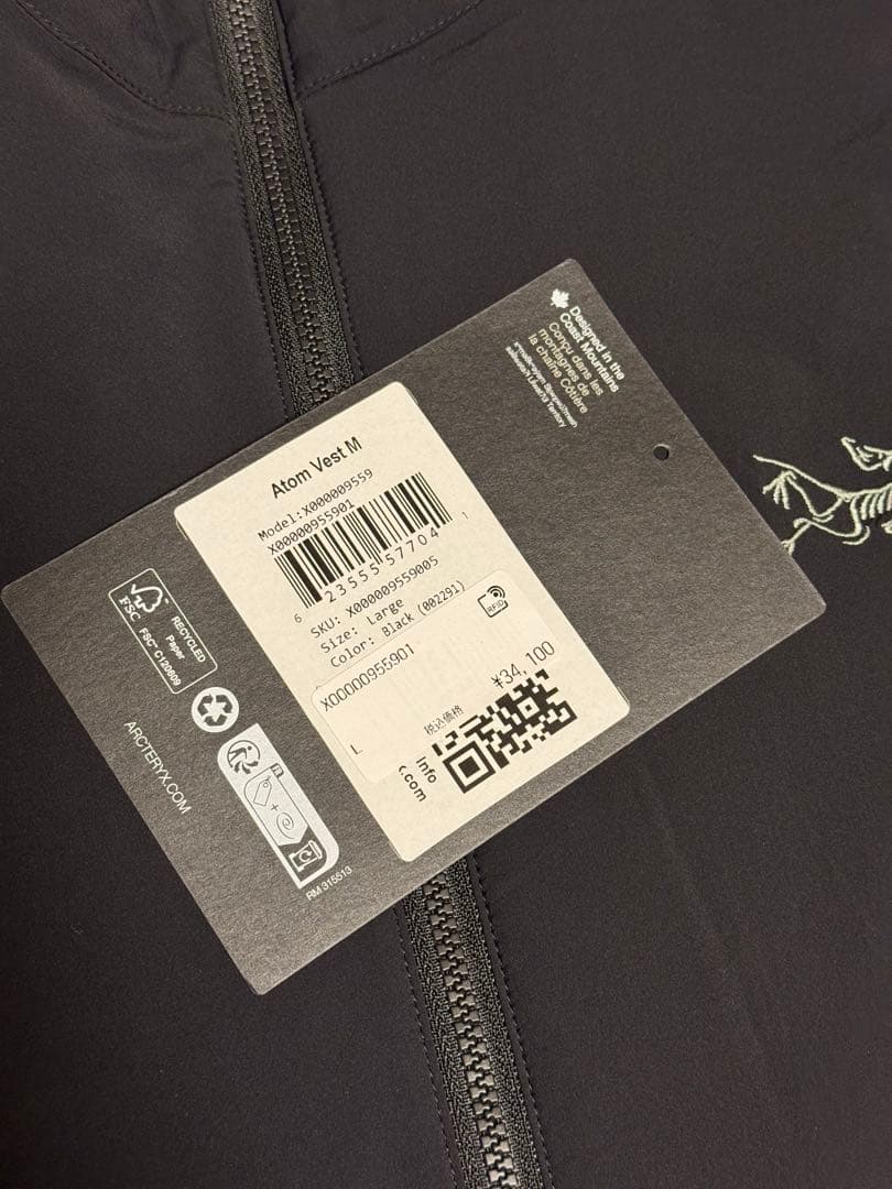 【極美品】メンズ Lサイズ Atom Vest BLK ARC'TERYX