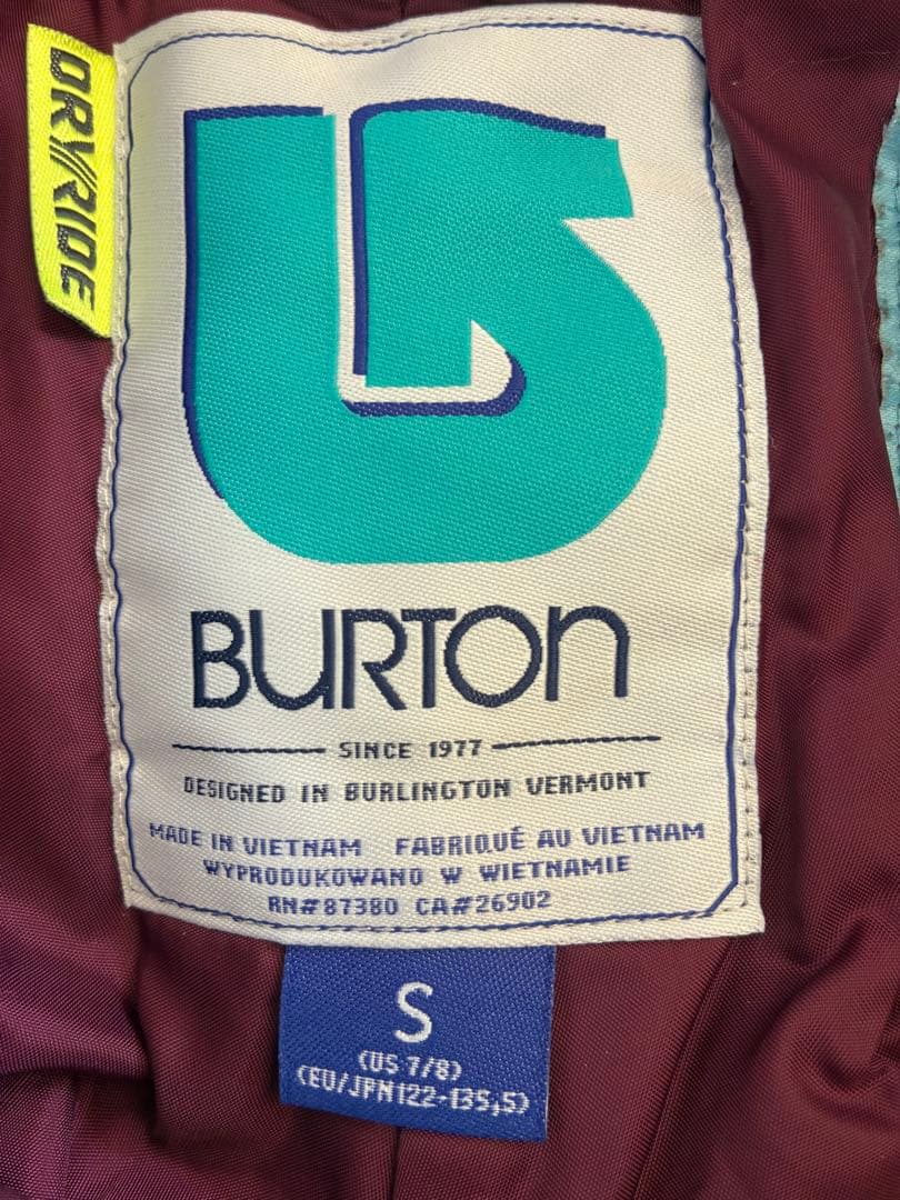 Burton スノーボード ウェア上下セット グローブ付ジュニア サイズS