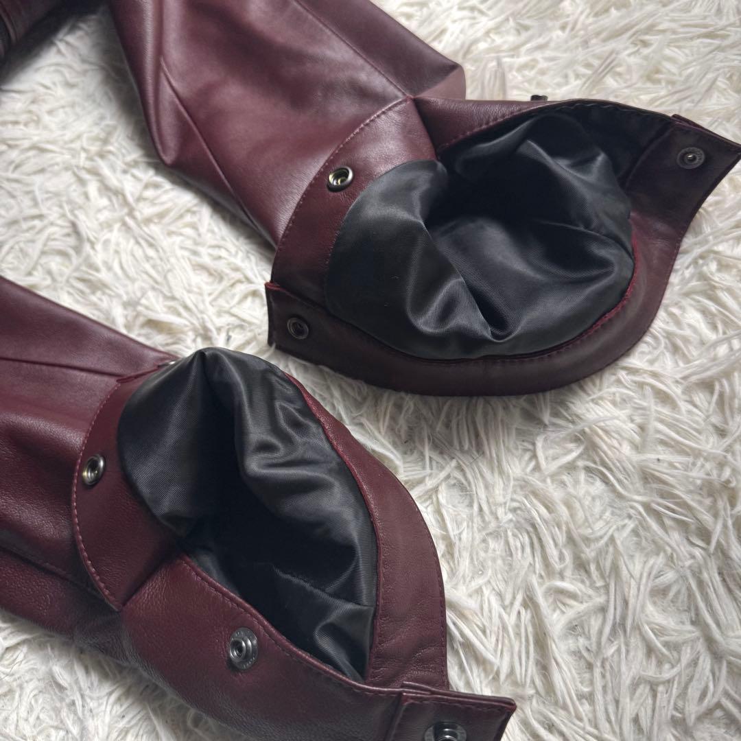 【美品】NICOLE 羊革 ラムレザー シングルライダース ボルドー 46