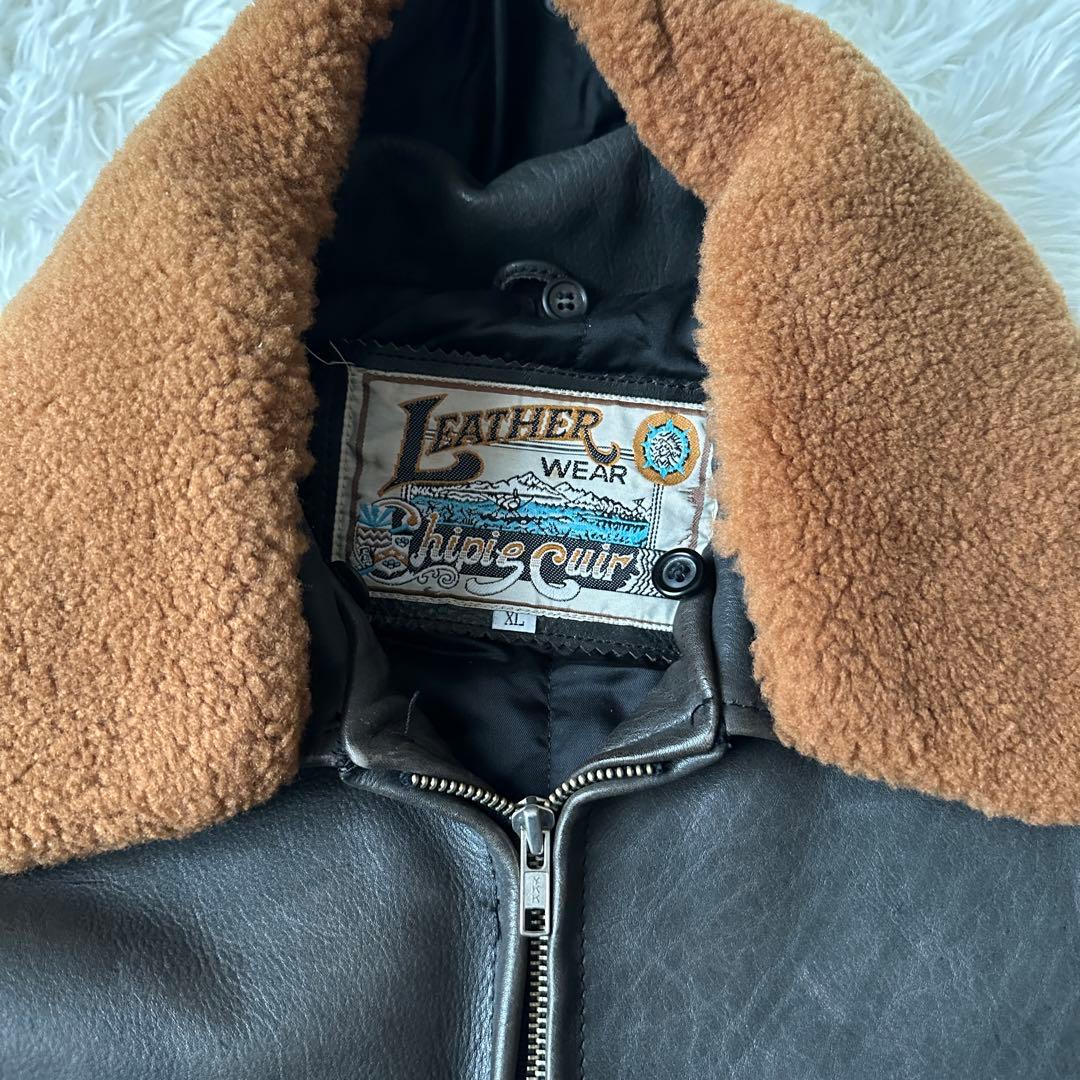 Shingle Creek レザージャケット ボア襟 XL 黒 エポレット 本革