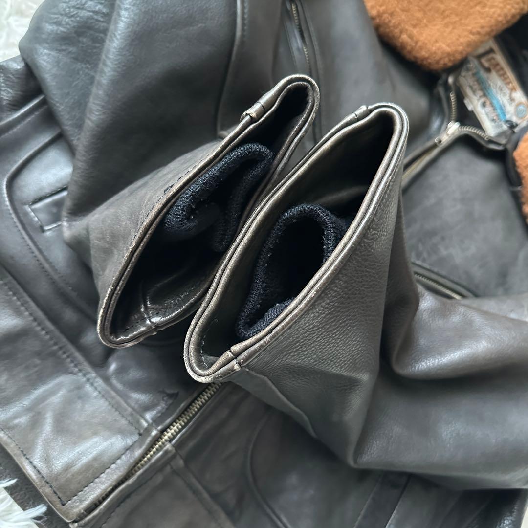 Shingle Creek レザージャケット ボア襟 XL 黒 エポレット 本革