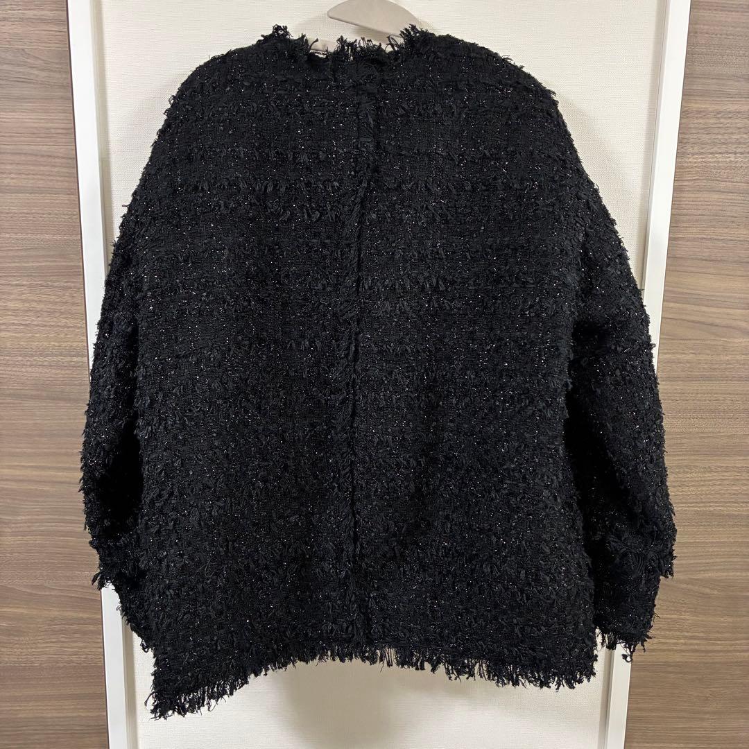 Arpege story♡中綿入りツイードジャコット ブラック 黒