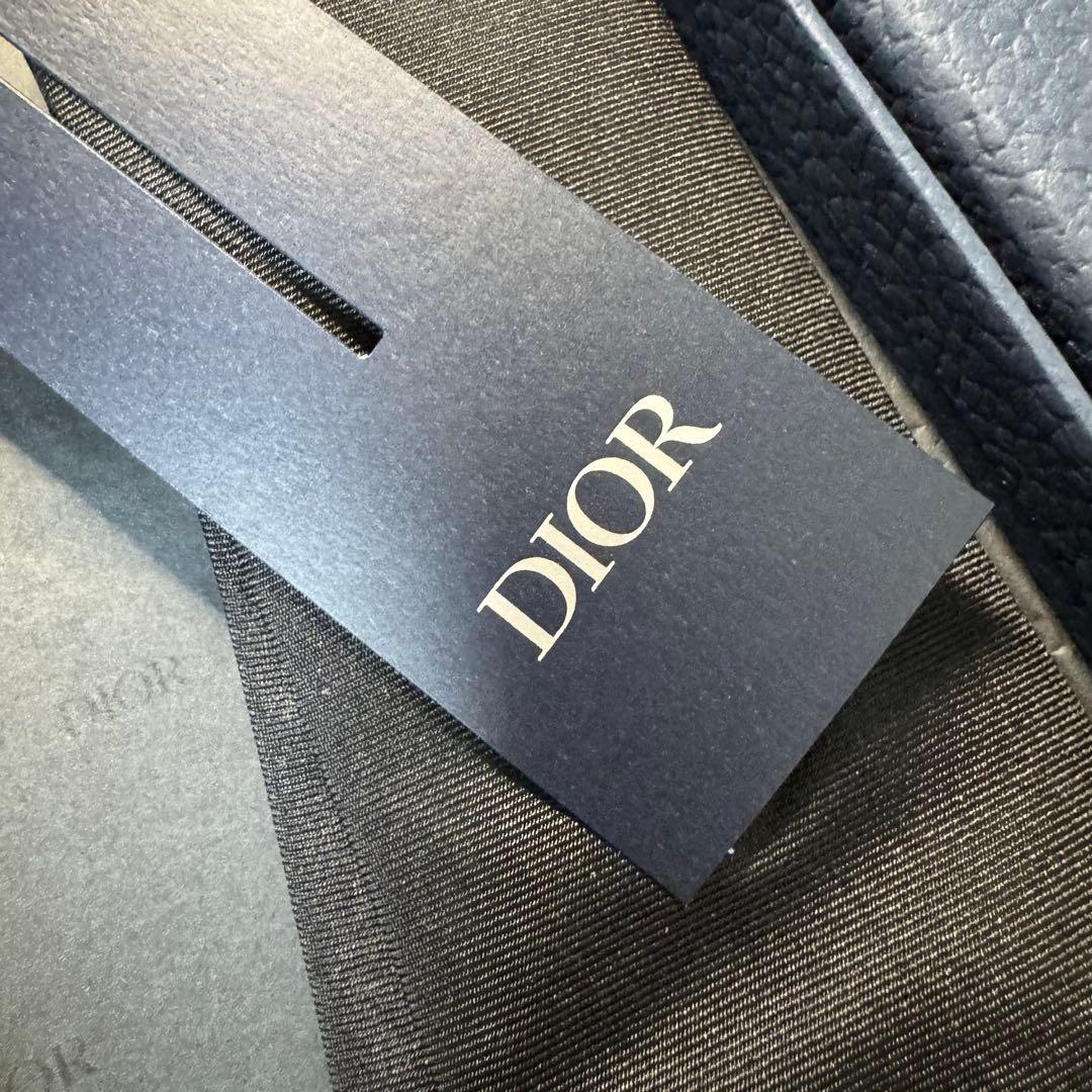 未使用タグ付 Dior ディオールオム ロゴ刺繍 ネクタイ ナローソリッドタイ