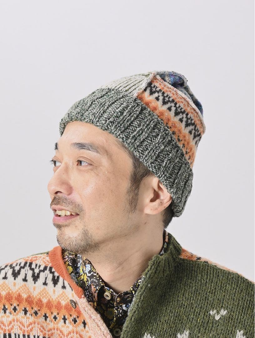 本日限定値下げ 45r ニットキャップ　玉手箱パッチワークのニット帽
