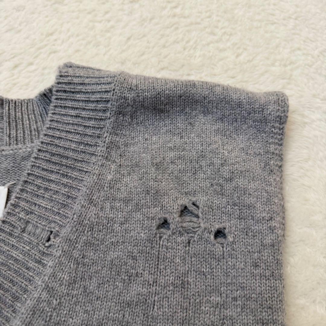Maison Margiela ダメージ加工 Vネック ニットベスト グレー