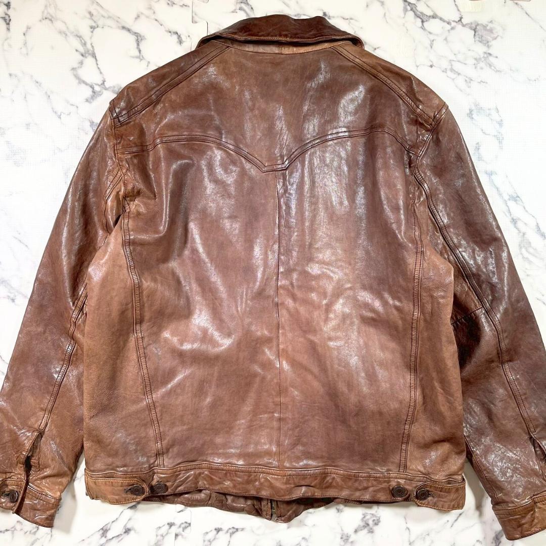 ✨ラムレザー/00s✨(XL) old GAP オールドギャップ ライダース 茶