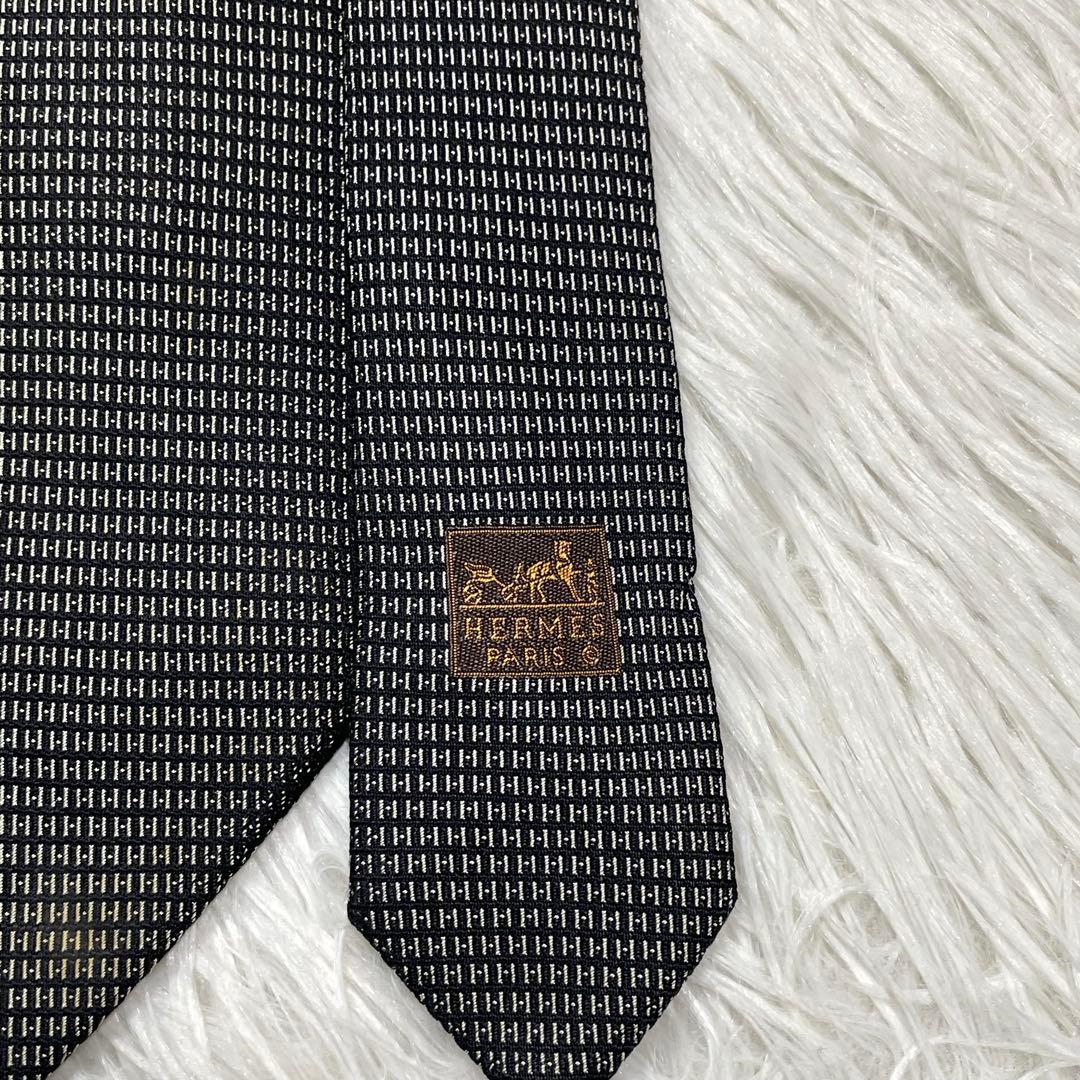 TG3139 HERMES エルメス パターン柄 シルク ネクタイ フランス製