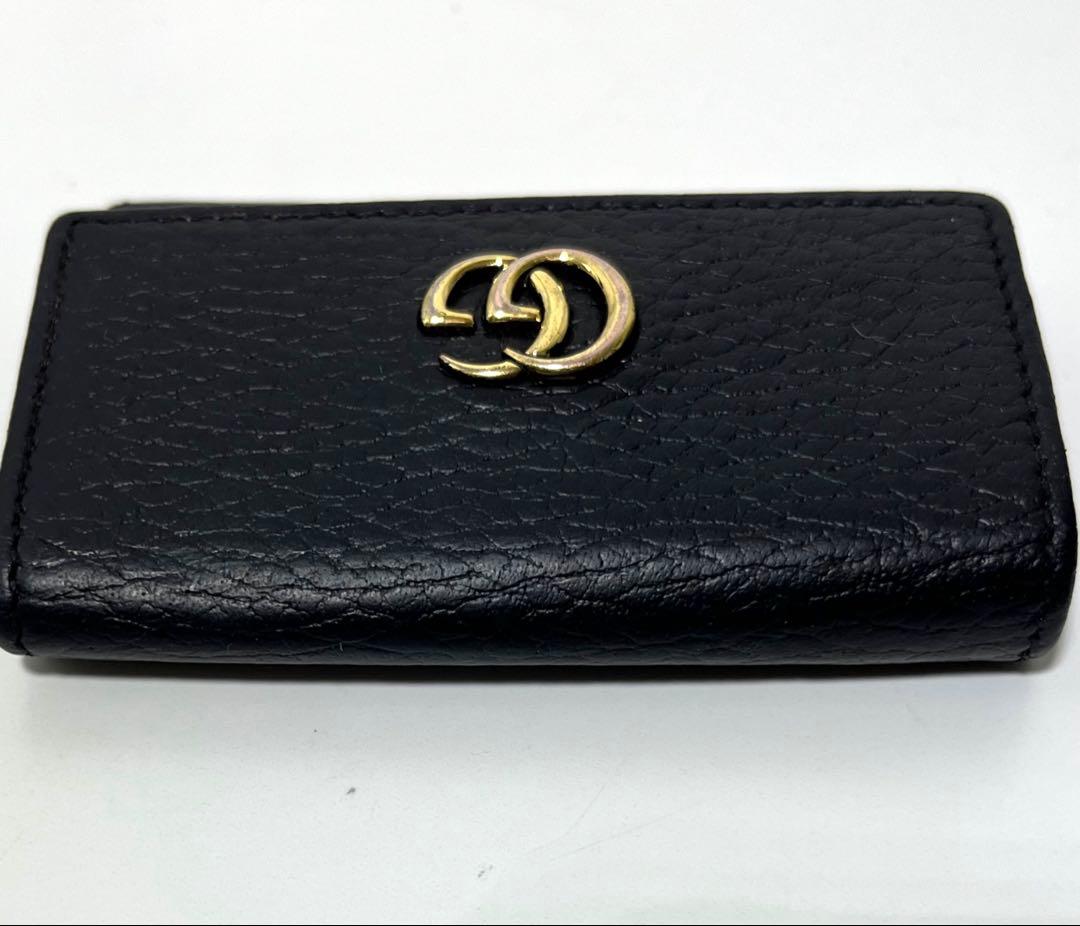 グッチ　6連　キーケース　ゴールド金具　マーモント　GG レザー　ブラック