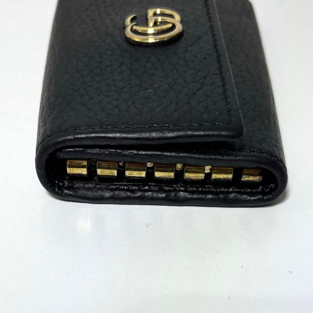 グッチ　6連　キーケース　ゴールド金具　マーモント　GG レザー　ブラック