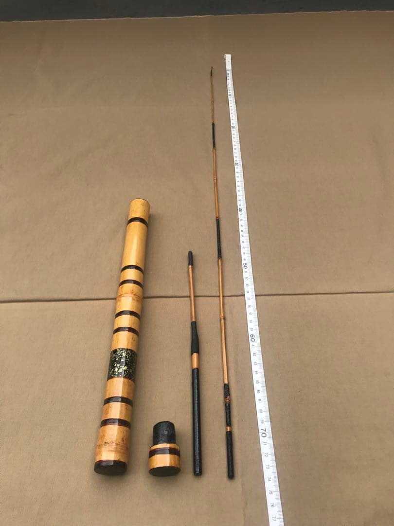 和竹 タナゴ竿　4本紡　ケース付き　カシュウ塗り　手作り品⑤
