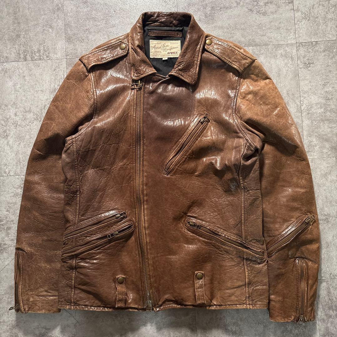 希少XL avirex leather jacket ギミック　alpha