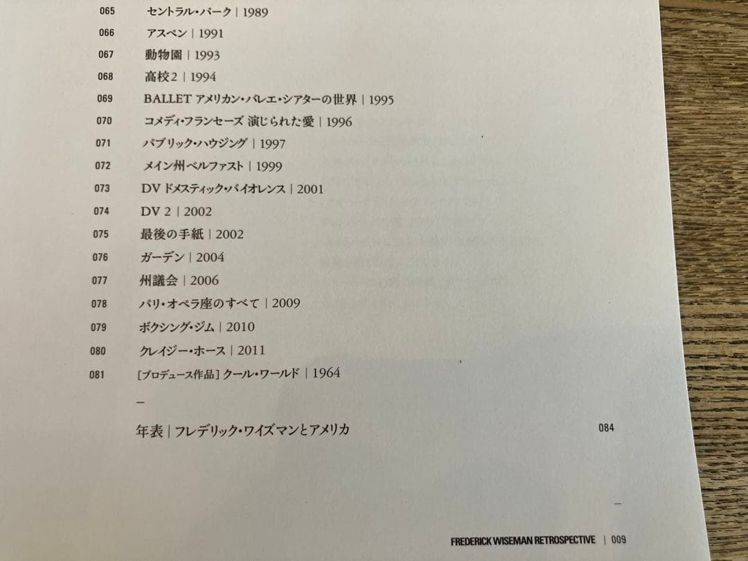 フレデリック・ワイズマンのすべて レトロスペクティヴ カタログ