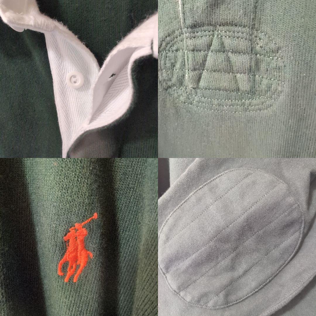 【美品】90Ｓ古着Poloポロラルフローレンラガーシャツ長袖グリーン2XL