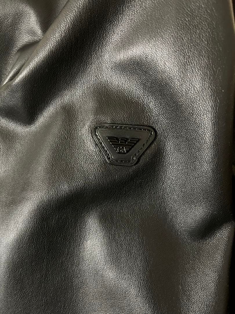 EMPORIO ARMANI ラムレザー シングル ライダース ジャケット 50