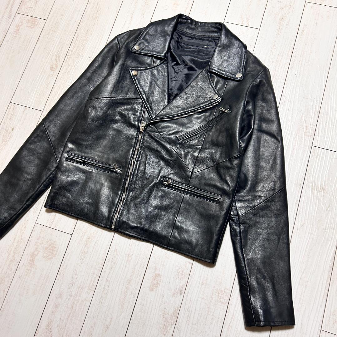 LHP ダブル ライダースジャケット レザージャケット 本革 ラムレザー S