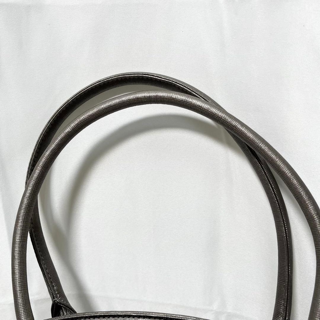 【美品】濱野(HAMANO) がま口 ハンドバッグ トートバッグ シルバー