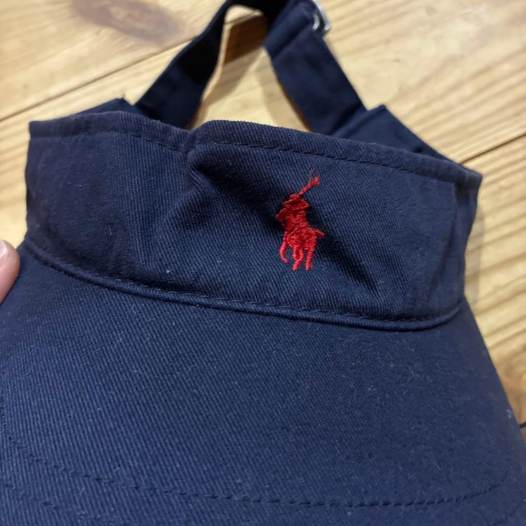 ラルフローレン　サンバイザー　ネイビー　ポニー刺繍　赤