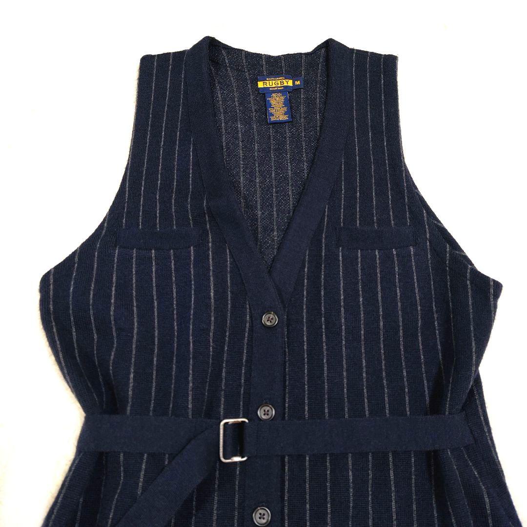 メリノウール ラムウール RALPH LAUREN ジレ ロングベスト ベルト付