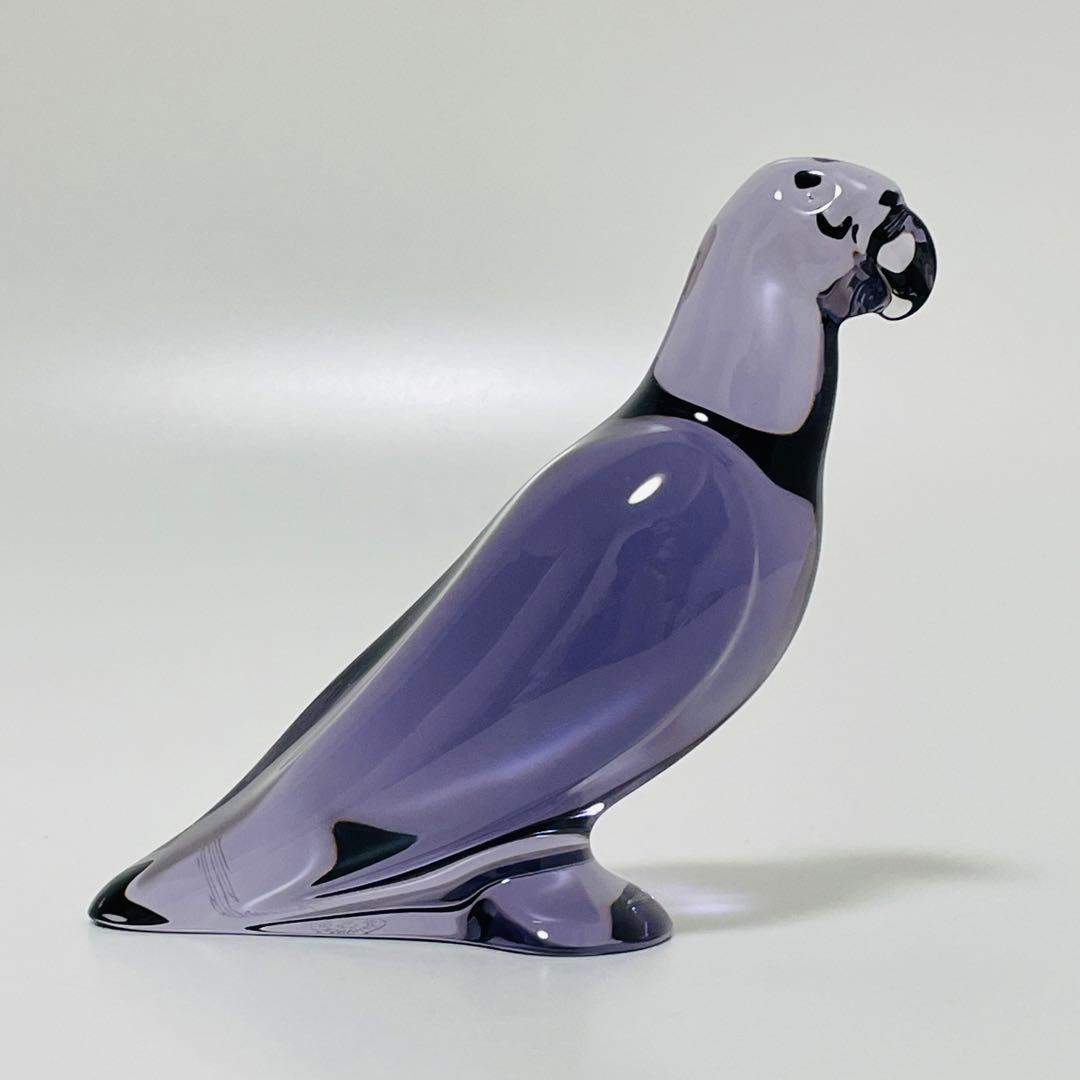 Baccarat バカラ オウム インコ クリスタル フィギュリン パープル