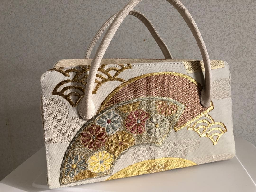 利休バッグ　和装用バッグ 扇模様 金色刺繍　 専用です。