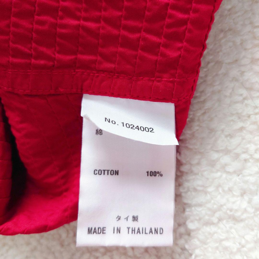 美品 ヤッコマリカルド スタンドネック ピンタック 長袖 シャツ 赤