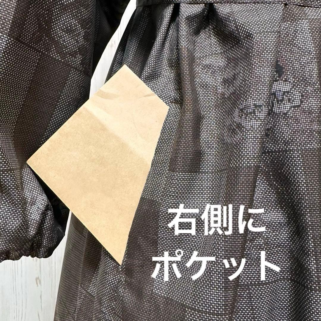 着物リメイク 大島紬(7マルキ)からピンタックの襟ギャザーワンピース(LL)