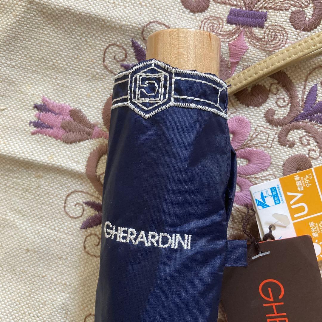 GHERARDINI ネイビ 折りたたみ傘 晴雨兼用クワトロガード遮光率ＵＶ