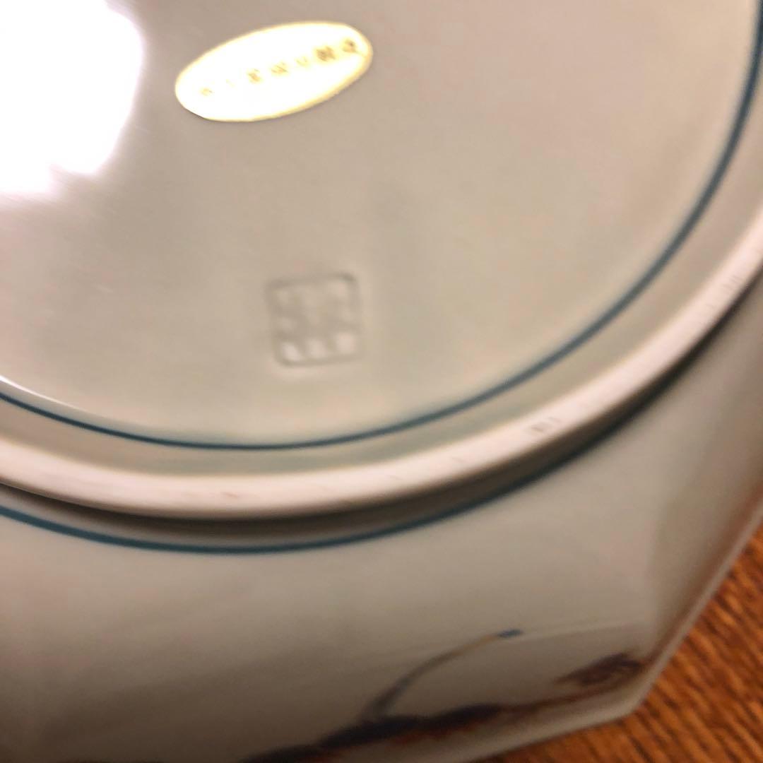 美品 林九郎窯 有田焼 染錦 獅子牡丹 八角面取鉢 盛鉢 金襴手 古伊万里様式