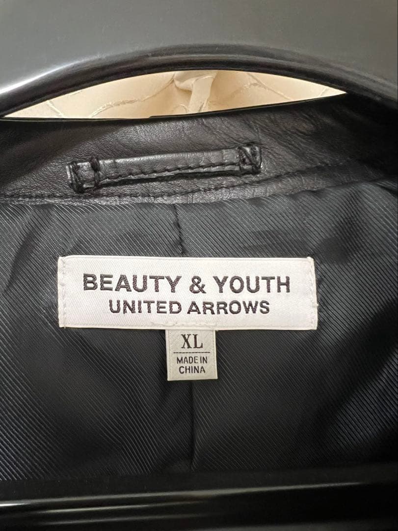 BEAUTY & YOUTH レザー シングルライダースジャケット XL