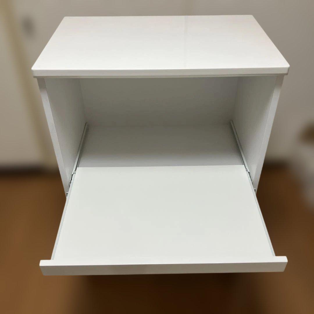 ノダ工芸　レンジ台　コンセント付き　スライドレール　白色